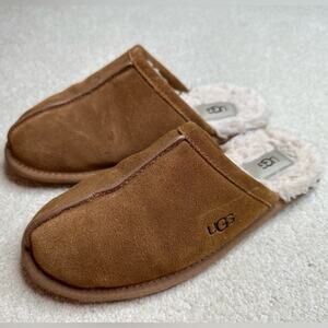 UGG Tan Suede Slippers with Plush Lining